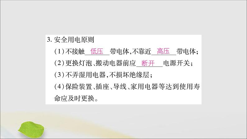 物理人教版九年级上册同步教学课件第19章 生活用电 第3节 安全用电07