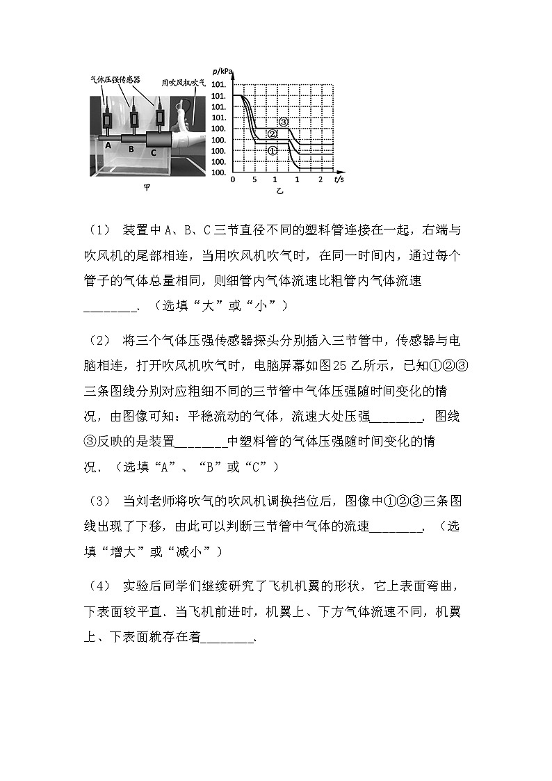 最新中考物理力学实验：压强综合（无答案）练习题03