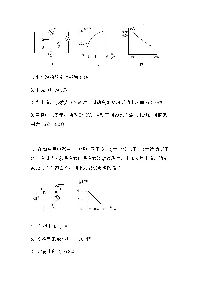 最新中考物理专题突破：动态电路曲线图型（无答案）练习题第2页