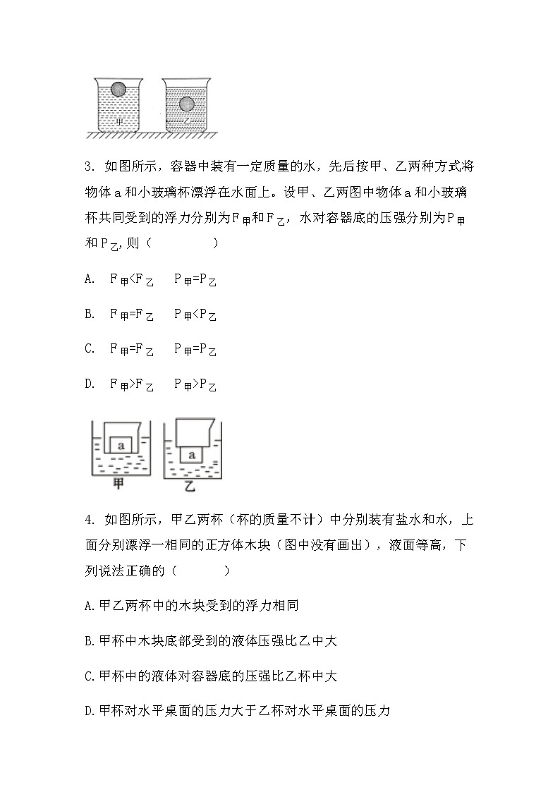 最新中考总复习专题突破——浮力压强选择题第2页