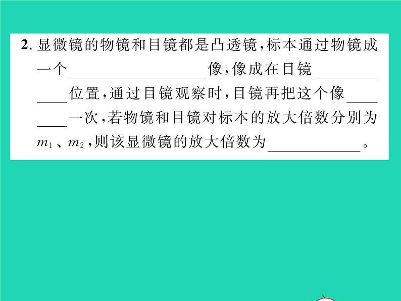 2022八年级物理下册第六章常见的光学仪器第三节生活中的透镜第2课时望远镜与显微镜习题课件新版北师大版03