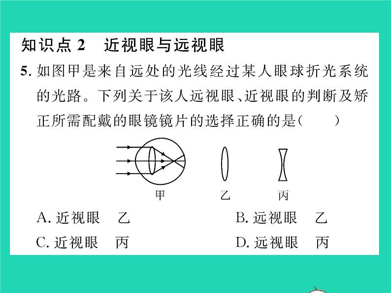 2022八年级物理下册第六章常见的光学仪器第四节眼睛和眼镜习题课件新版北师大版第8页