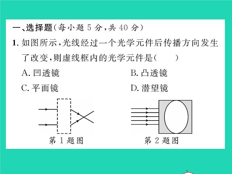 2022八年级物理下册第六章常见的光学仪器双休作业1第一至二节习题课件新版北师大版02