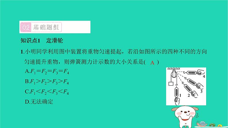 2022八年级物理下册第十二章简单机械第2节滑轮第1课时定滑轮和动滑轮习题课件新版新人教版第3页