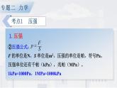 人教版物理初中九年级下册全册 期末复习 专题二 力学   第4课时 压强和浮力 PPT课件