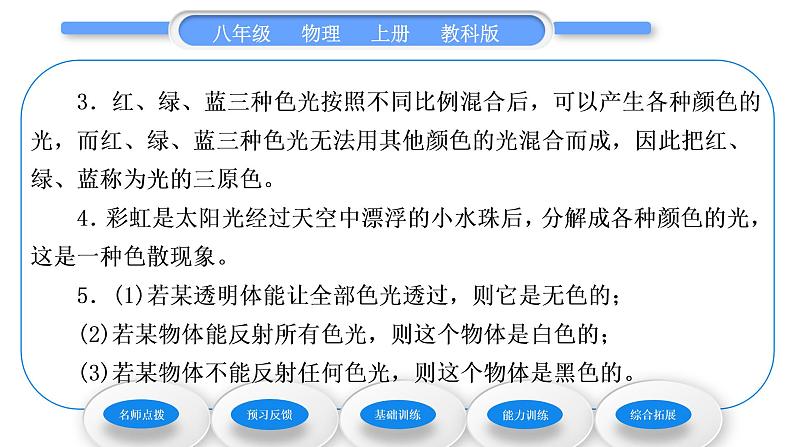 教科版九年级物理上第四章在光的世界里 第八节　走进彩色世界 习题课件第3页