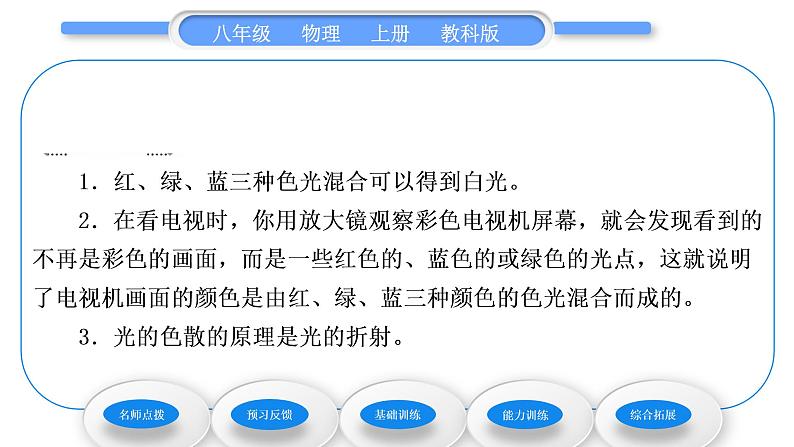 教科版九年级物理上第四章在光的世界里 第八节　走进彩色世界 习题课件第4页