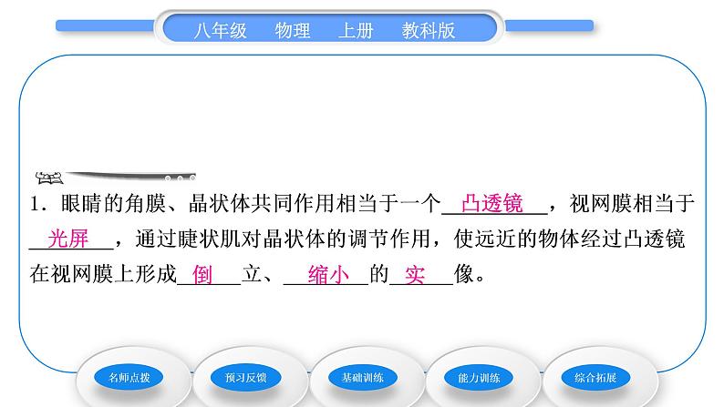 教科版九年级物理上第四章在光的世界里 第六节　神奇的眼睛 习题课件06