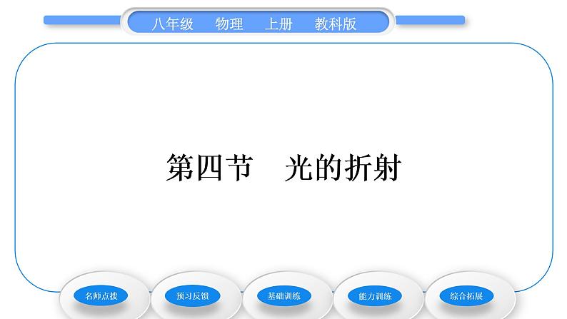 教科版九年级物理上第四章在光的世界里 第四节　光的折射 习题课件01