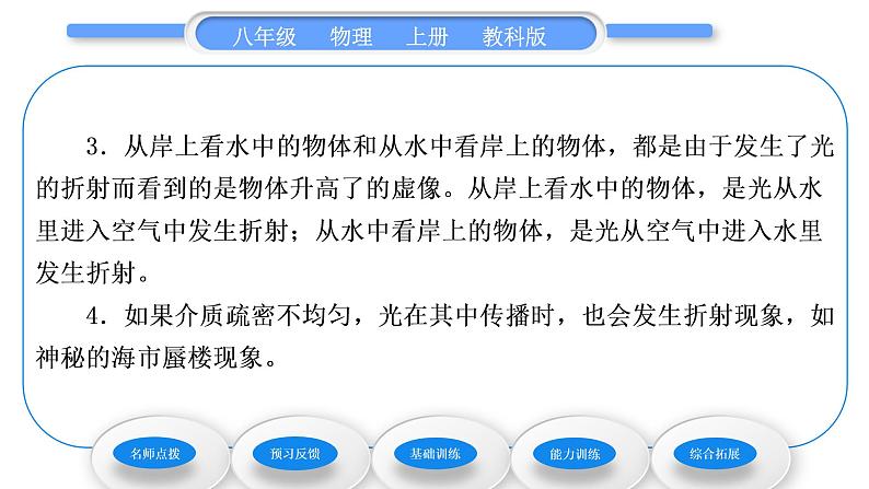 教科版九年级物理上第四章在光的世界里 第四节　光的折射 习题课件04