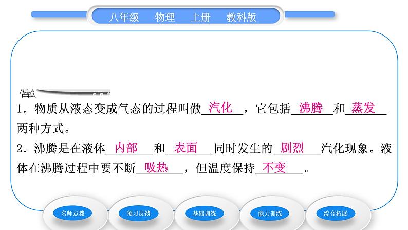 教科版九年级物理上第五章物态变化第三节　汽化和液化第1课时　汽　化 习题课件第6页