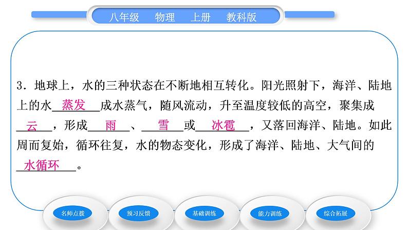 教科版九年级物理上第五章物态变化第四节　地球上的水循环 习题课件07