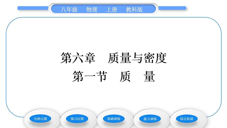 教科版九年级物理上第六章质量与密度 第一节　质　量 习题课件第1页