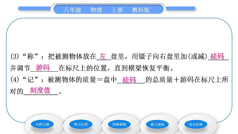 教科版九年级物理上第六章质量与密度 第一节　质　量 习题课件第7页