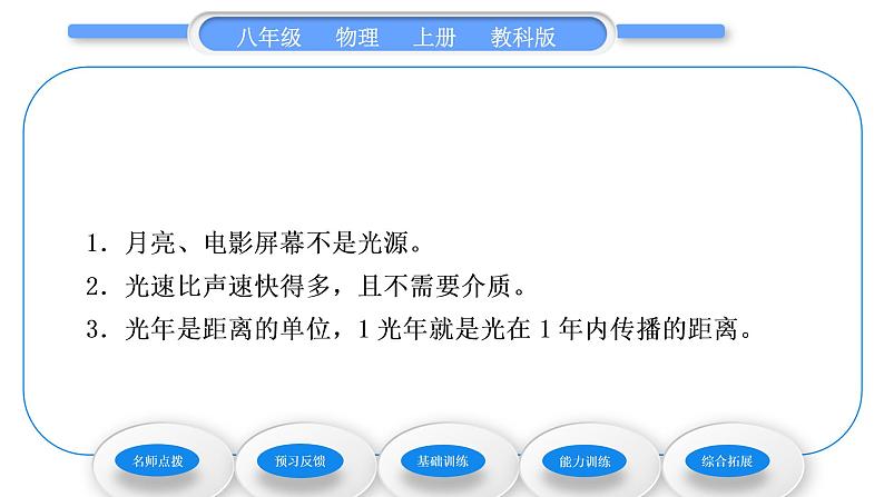 教科版九年级物理上第四章在光的世界里 第一节　光源　光的传播 习题课件04