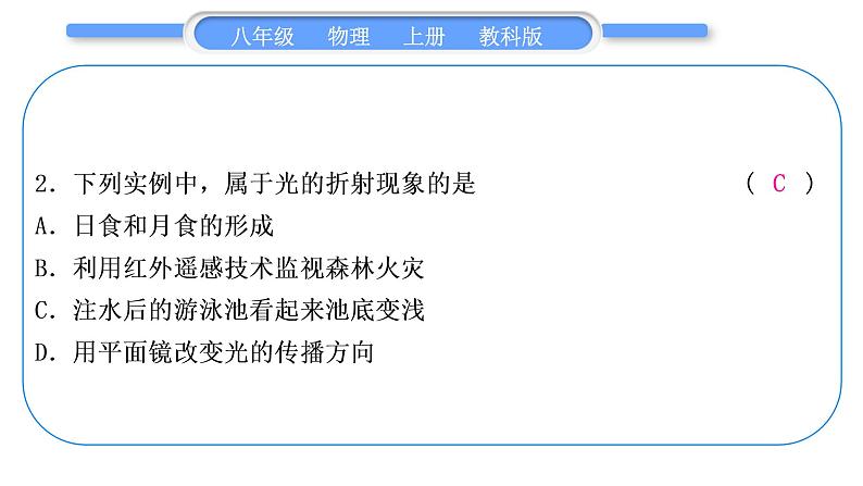 教科版九年级物理上第四章在光的世界里 第四章中考热点专练 习题课件第3页