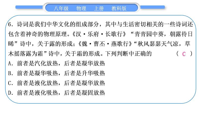 教科版九年级物理上第五章物态变化第五章中考热点专练 习题课件07