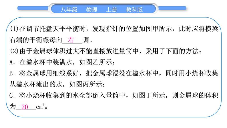 教科版九年级物理上第六章质量与密度 小专题六　密度的测量 习题课件04