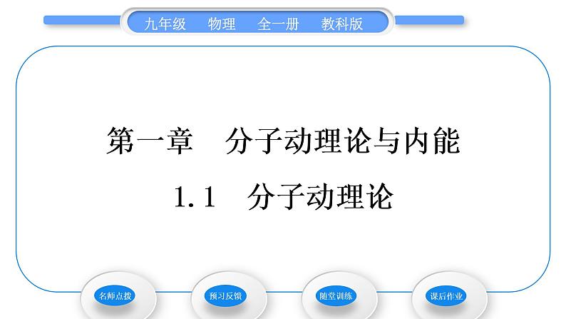 教科版九年级物理全册第一章分子动理论与内能1．1　分子动理论习题课件01