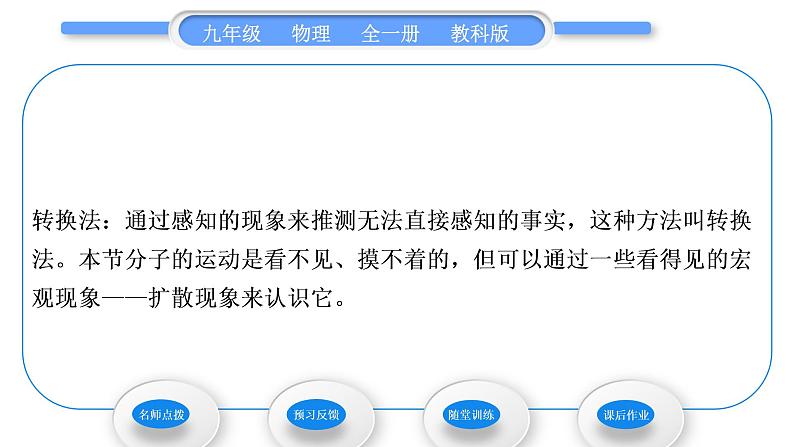 教科版九年级物理全册第一章分子动理论与内能1．1　分子动理论习题课件06