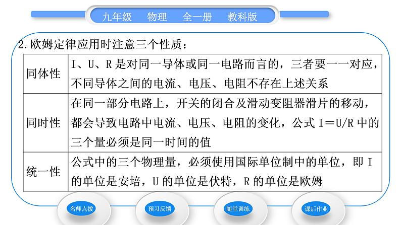 教科版九年级物理全册第五章欧姆定律5．1　欧姆定律 第2课时　欧姆定律习题课件第4页