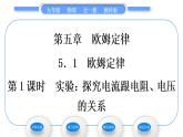 教科版九年级物理全册第五章欧姆定律5．1　欧姆定律 第1课时　实验：探究电流跟电阻、电压的关系习题课件