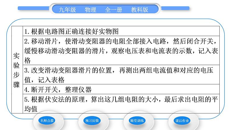 教科版九年级物理全册第五章欧姆定律5．2　测量电阻 第1课时　伏安法测电阻习题课件03