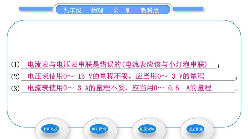 教科版九年级物理全册第六章电功率6．4　灯泡的电功率第2课时　测定小灯泡的额定功率习题课件第6页