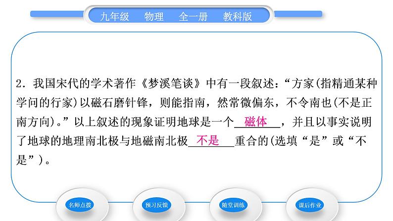 教科版九年级物理全册第七章磁与电7．1　磁现象习题课件08