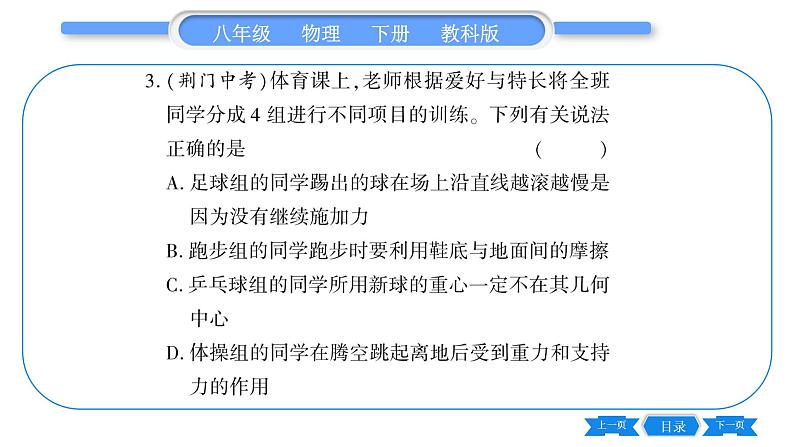 教科版八年级物理下第七章力 第七章中考热点专练 习题课件第4页