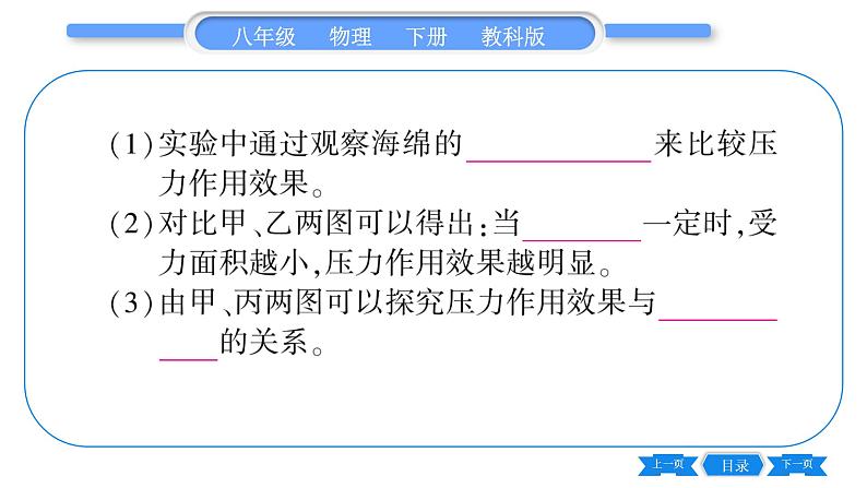 教科版八年级物理下第九章压强 第章实验专题 习题课件08