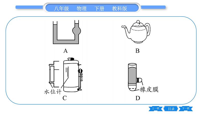 教科版八年级物理下第九章压强 第3节  连通器 习题课件05