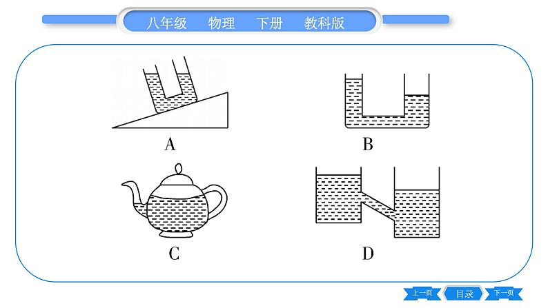 教科版八年级物理下第九章压强 第3节  连通器 习题课件07