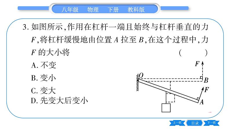 教科版八年级物理下第十一章机械与功 小专题八  动态杠杆 习题课件06