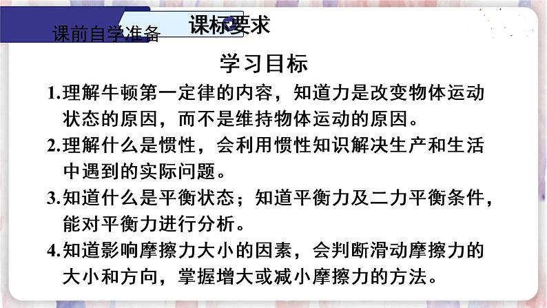 人教版物理八年级下册 第八章 运动和力 本章知识复习与归纳 PPT课件第2页