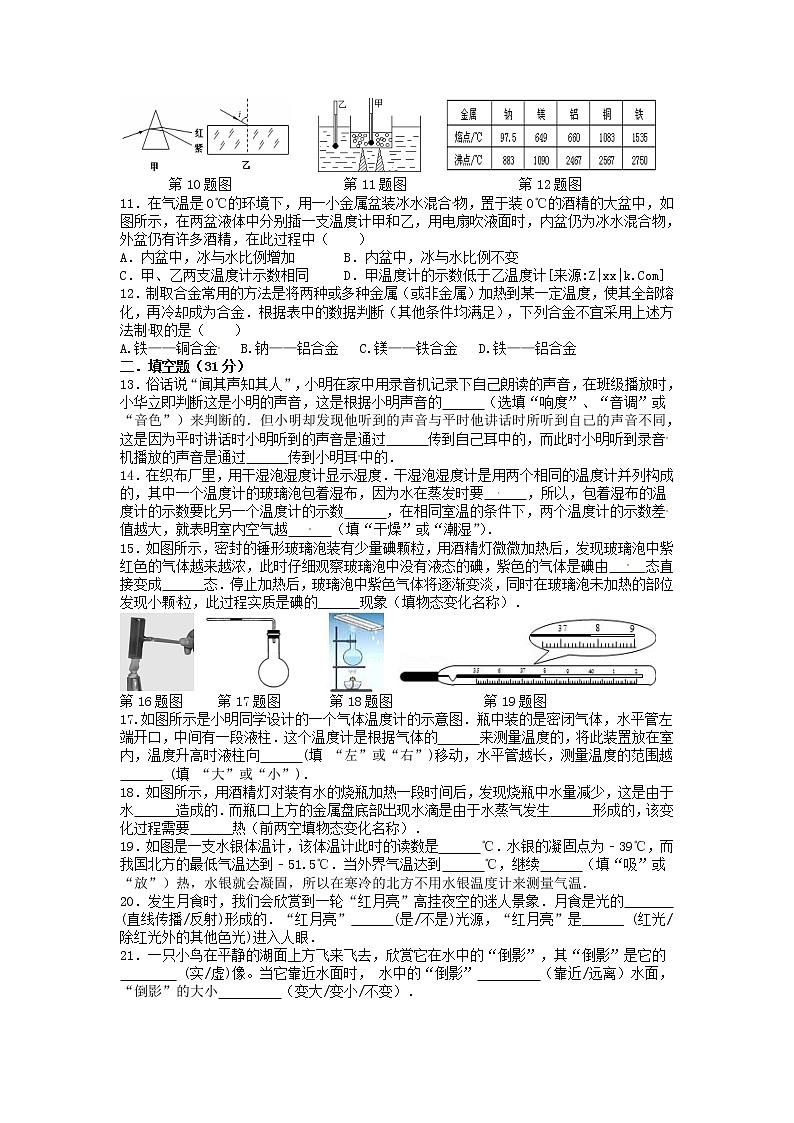 2022-2023学年苏科版八年级物理上学期期中考试前查漏补缺卷（第1－3章）(含答案)第2页