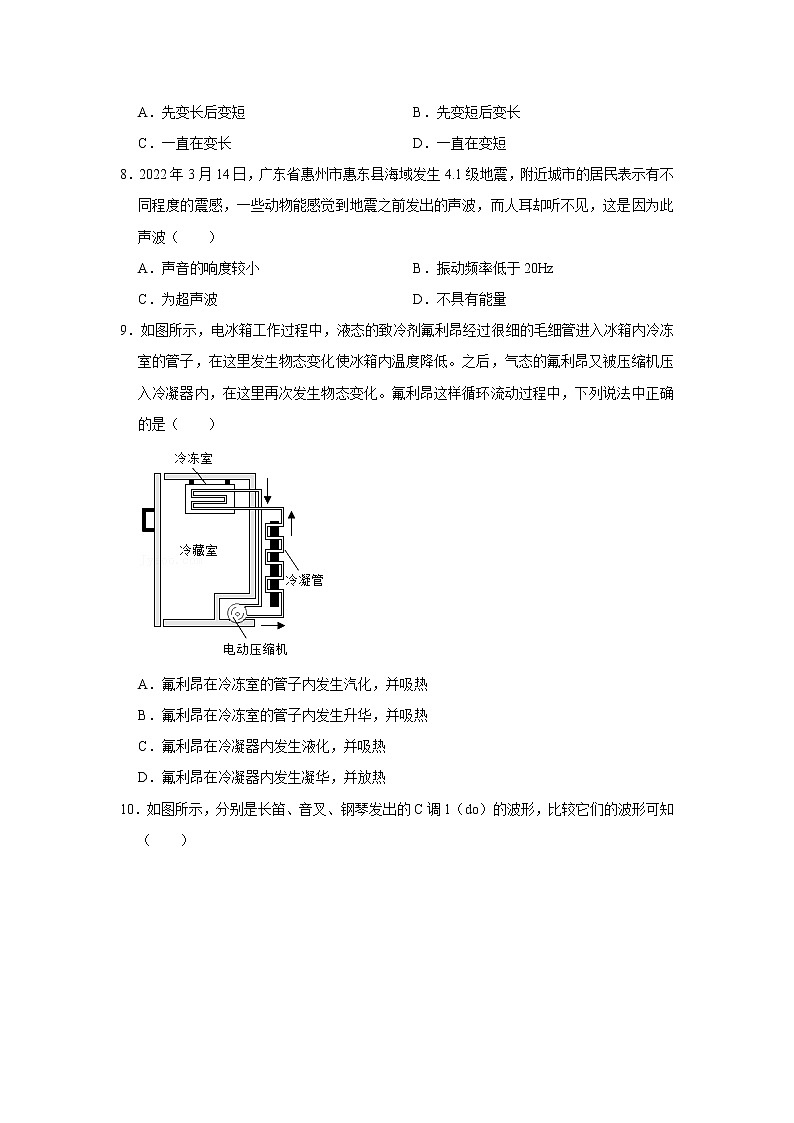 吉林省长春市德惠市2022-2023学年八年级上学期期中物理试卷(含答案)第2页