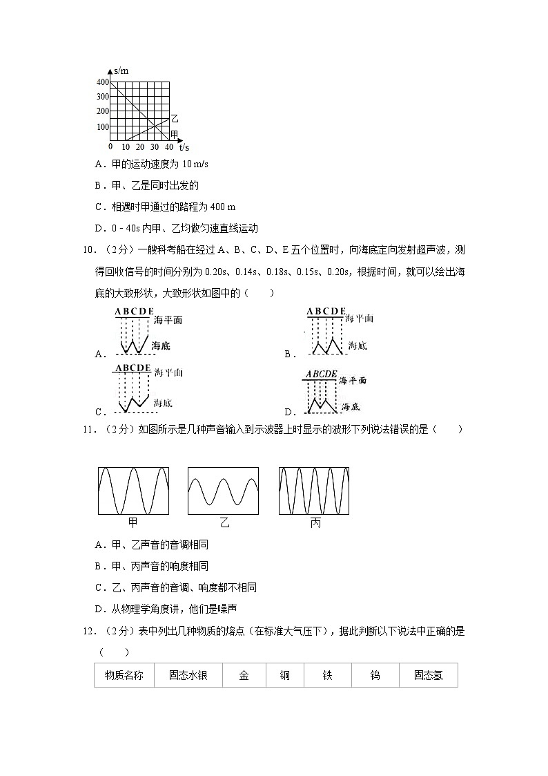 河南省驻马店市上蔡县第一初级中学2022-2023学年八年级上学期月考物理试卷 (含答案)第3页