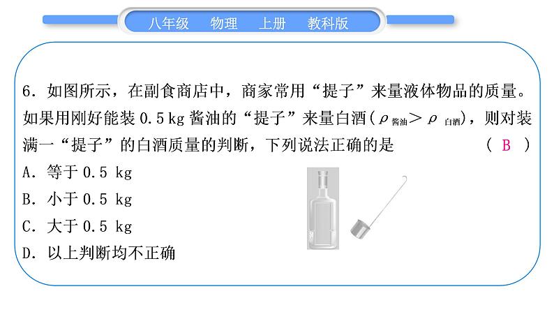科教版八年级物理上周周测十(6.1～6.2)习题课件第7页