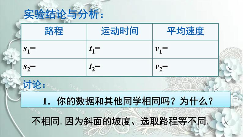 人教版物理八年级上册 第4节 测量平均速度 课件第8页