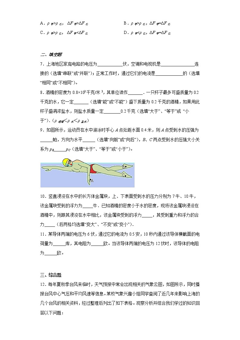 上海市奉贤区2022-2023学年九年级上学期期中物理试题(含答案)第2页