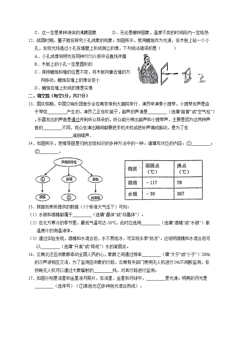 江苏省扬州中学教育集团树人学校2022—2023学年上学期期中考试八年级物理试卷(含答案)第3页
