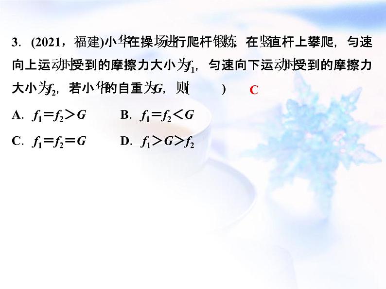 中考物理复习第4讲二力平衡摩擦力精练课件第5页