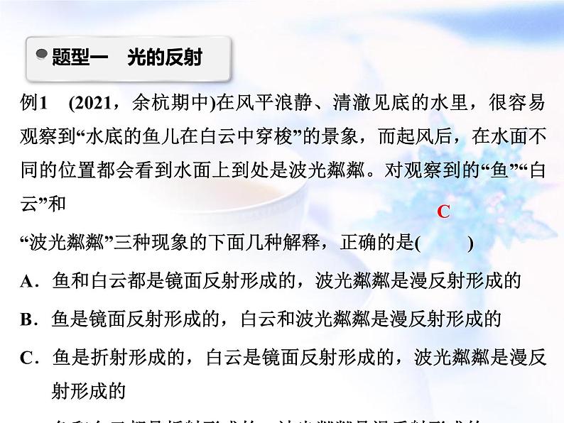 中考物理复习微专题29反射折射平面镜成像在实际问题中应用精讲课件02