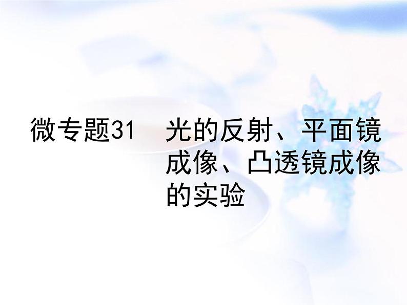 中考物理复习微专题31光的反射平面镜成像凸透镜成像的实验精讲课件第1页