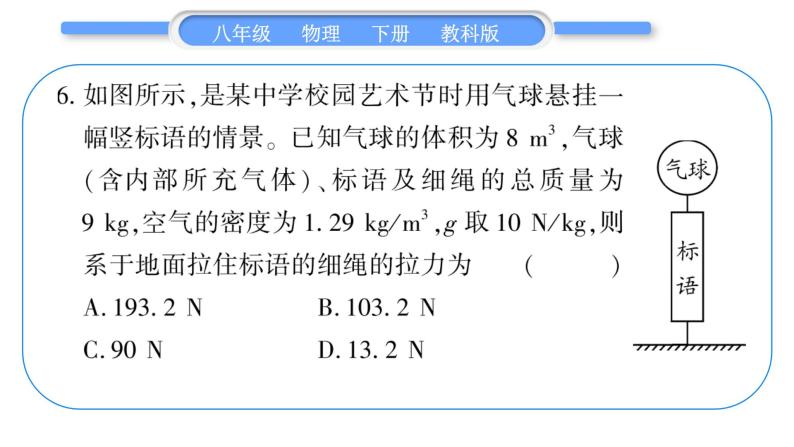 教科版八年级物理下单元周周测八 （10.3一10.4）习题课件07