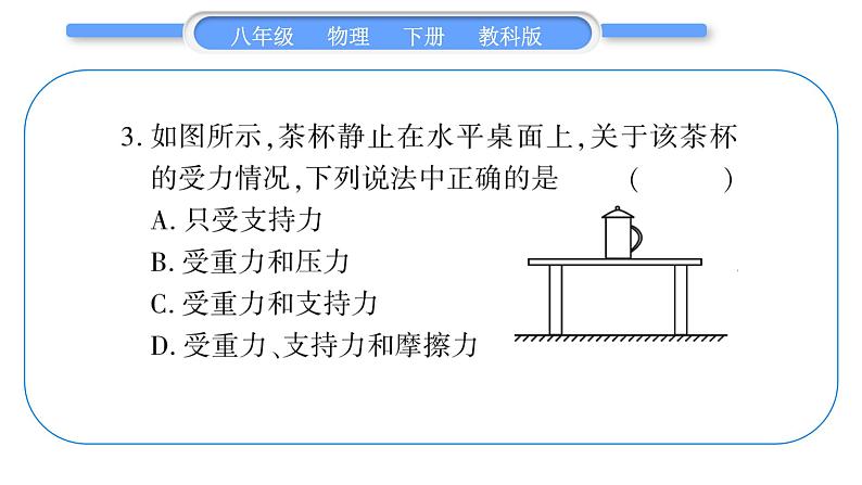 教科版八年级物理下单元周周测二 （7.1一7.5）习题课件第4页