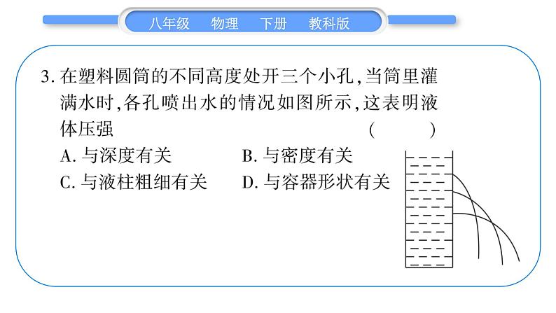 教科版八年级物理下单元周周测五 （9.1一9.3）习题课件第4页