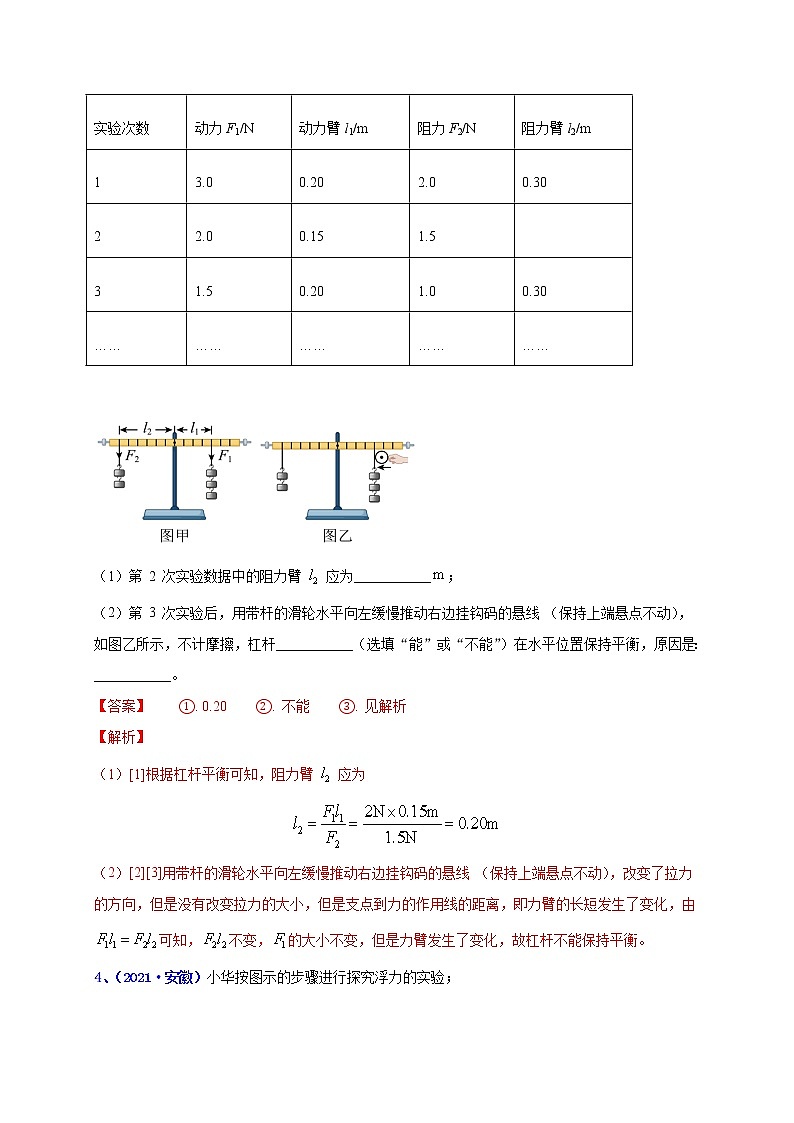 2018-2022年安徽中考物理5年真题1年模拟汇编 专题19 实验题（学生卷+教师卷）03