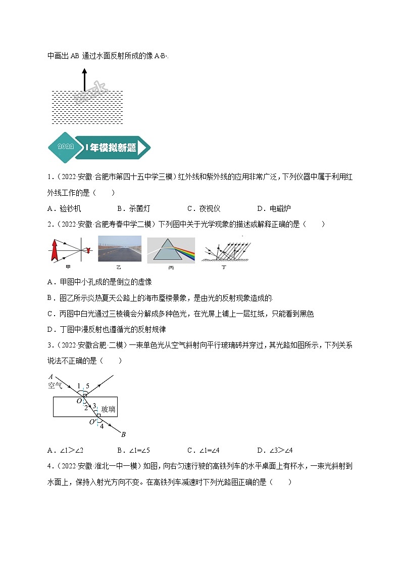 专题02 光现象--5年（2018-2022）中考1年模拟物理分项汇编（安徽专用）（原卷版）第2页